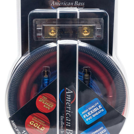 American Bass 0 Gauge Complete CCA (Copper Clad Aluminum) Amplifier Wiring Kit - Car Audio Amp Install Kit with Power, Ground & RCA Cables
