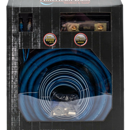 American Bass 0 Gauge Complete CCA (Copper Clad Aluminum) Amplifier Wiring Kit - Car Audio Amp Install Kit with Power, Ground & RCA Cables