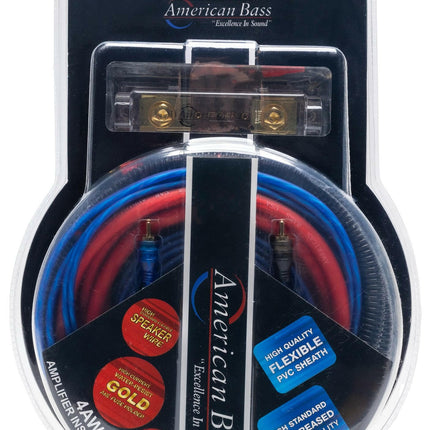 American Bass 4 Gauge Complete CCA (Copper Clad Aluminum) Amplifier Wiring Kit - Car Audio Amp Install Kit with Power, Ground & RCA Cables